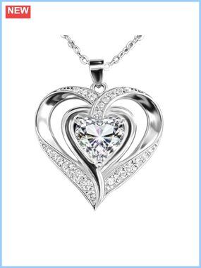 2CT Heart Moissanite Pendant Necklace 925 Sterling Silver 18+2in Adjustable